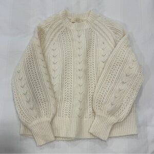 Sezane Cream Cable Knit Sweater